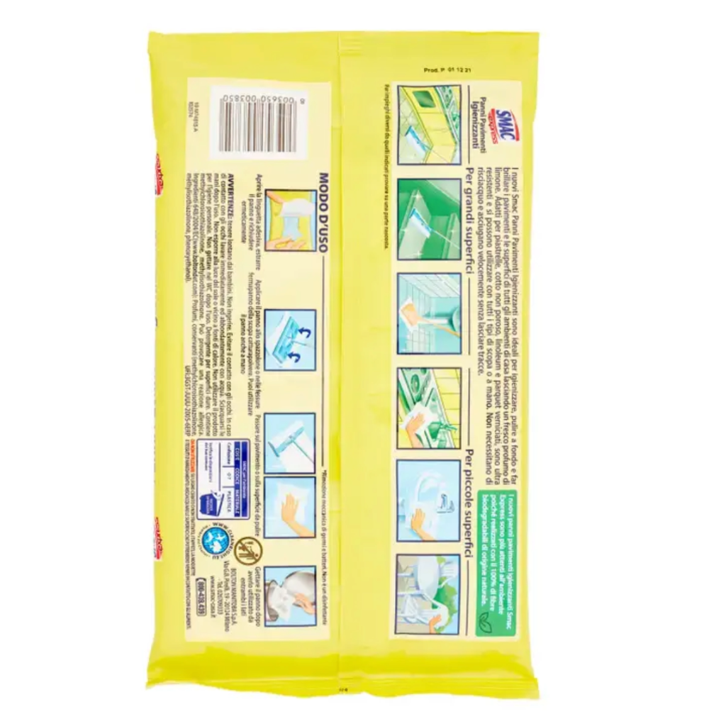 SMAC, Boden-Reinigungstücher, Zitrone, 12 Stück