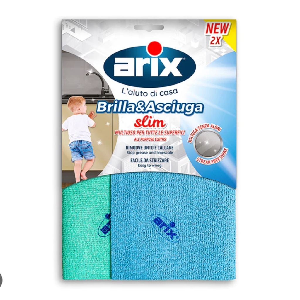 ARIX, SLIM Mehrzweck-Mikrofasertuch-Glanz und Trocknen, 2 Stück