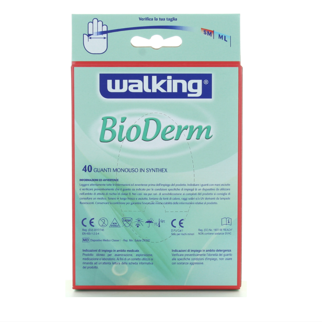 WALKING, Bioderm, Einweg-Kunstlatex-Handschuh, 40 Stück