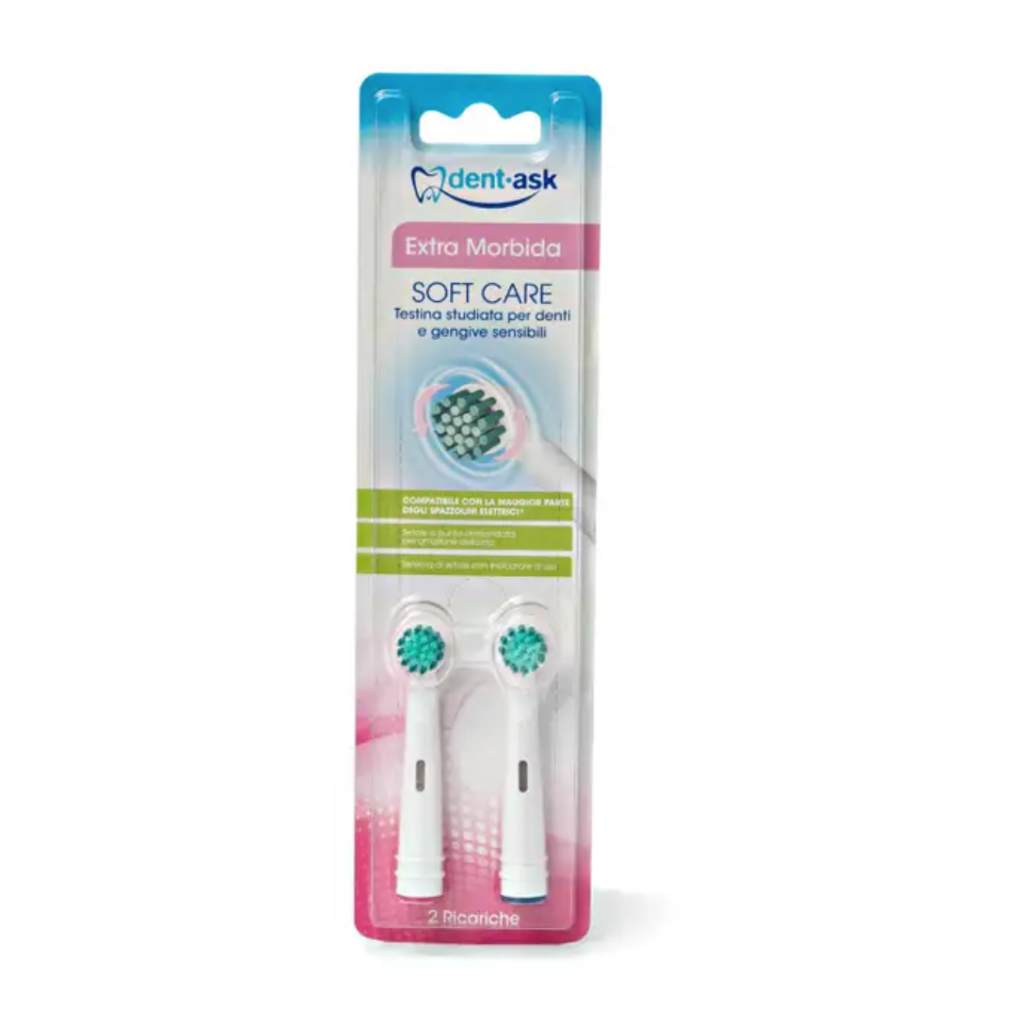 DENTASK Soft Care Extra weiche, Ersatzbürste für empfindliche Zähne und Zahnfleisch, 2Stück