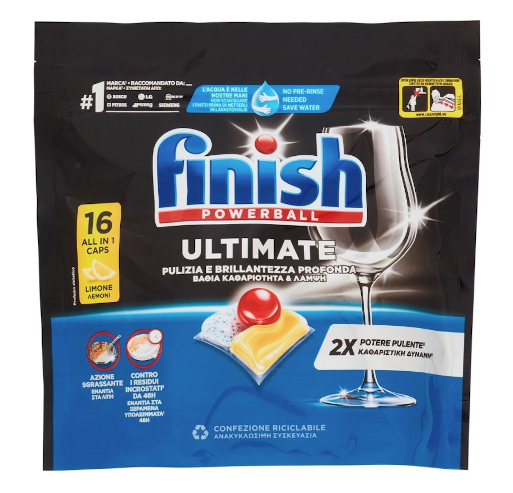 Finish, Powerball Ultimate, Geschirrspülertabs Zitrone, 16 Stk.
