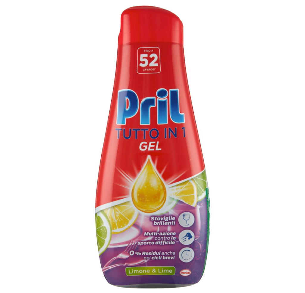 Pril, All in 1 Power Gel, Geschirrspülgel, Zitrone & Lime, 52 Wäschen