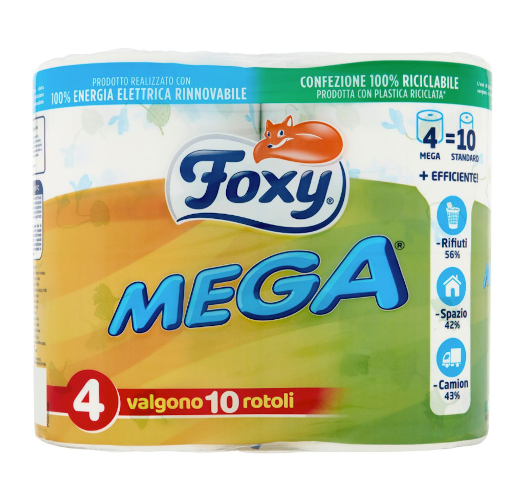 Foxy, Mega, Wc Papier, 2 Lagig, 4 Rollen