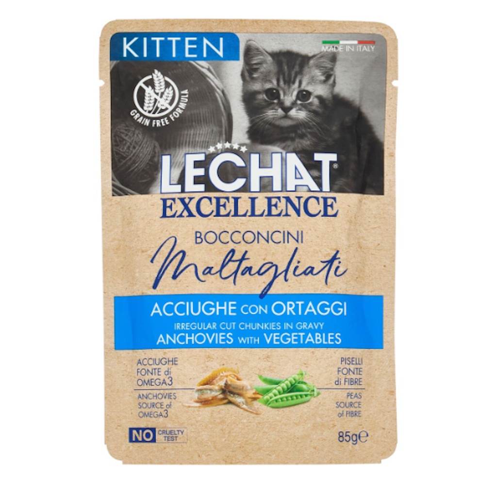 Monge, LeChat Excellence, Maltagliati-Häppchen mit Sardellen und Gemüse, 85gr.