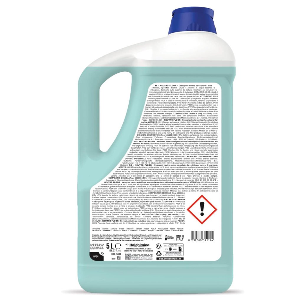 Sanitec, NEUTRO FLOOR, Neutrales Reinigungsmittel für Böden und empfindliche harte Oberflächen,speziell für Marmor, 5 L