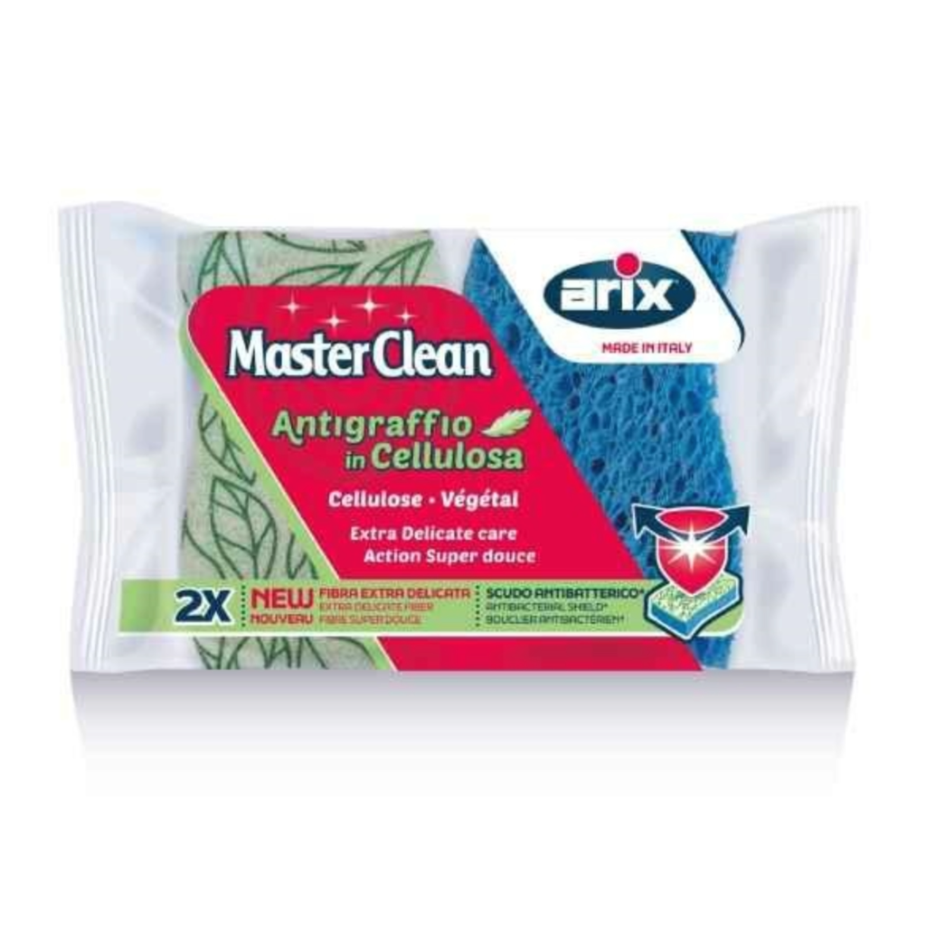 Masterclean Arix, Kratzfester Cellulose -Schwamm, 2 Stück