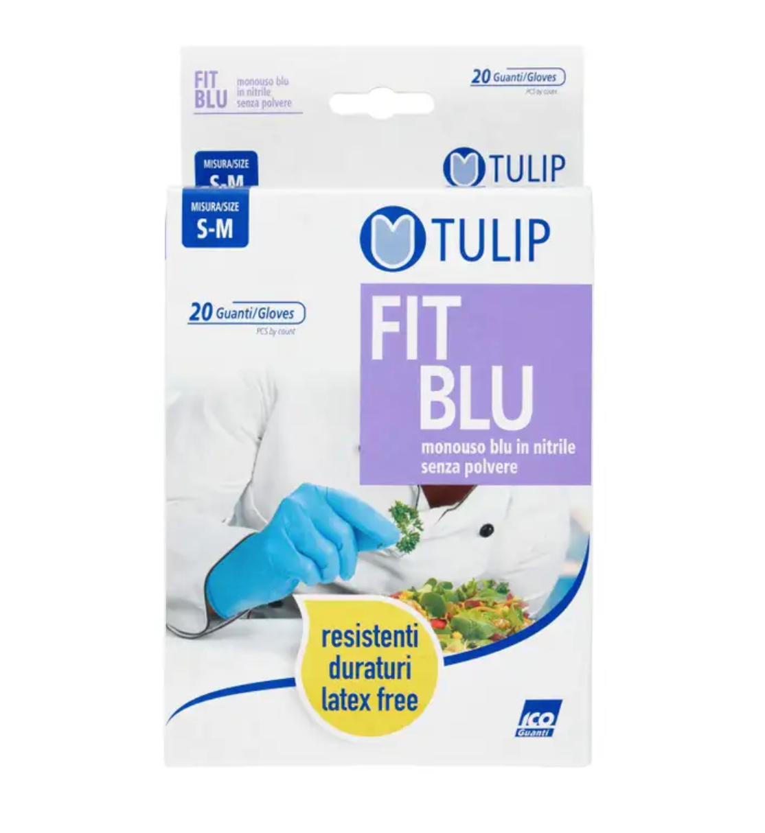 TULIP, Fit Blu Latexfreie-Einweghandschuhe, 20 Stück