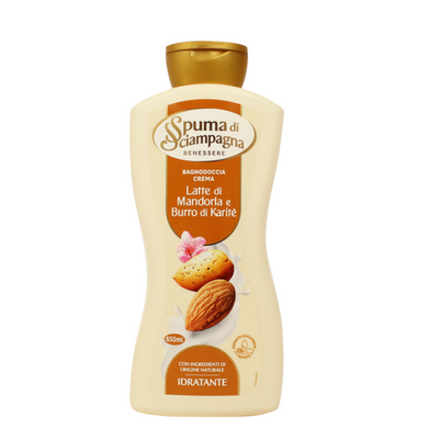 Spuma di Sciampagna, Duschcreme mit Mandelmilch und Karite Butter, 650 ml