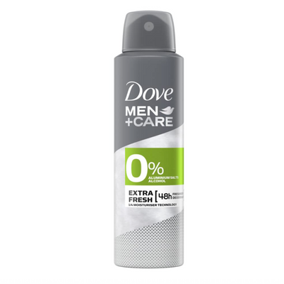 Dove Men+Care 0% Deodorant Spray ohne Aluminiumsalze Clean Comfort, 150 ml,