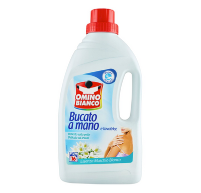 Omino Bianco Waschmittel, Hand- und Waschmaschinenwäsche, weiße Moschusessenz, 1000 ml