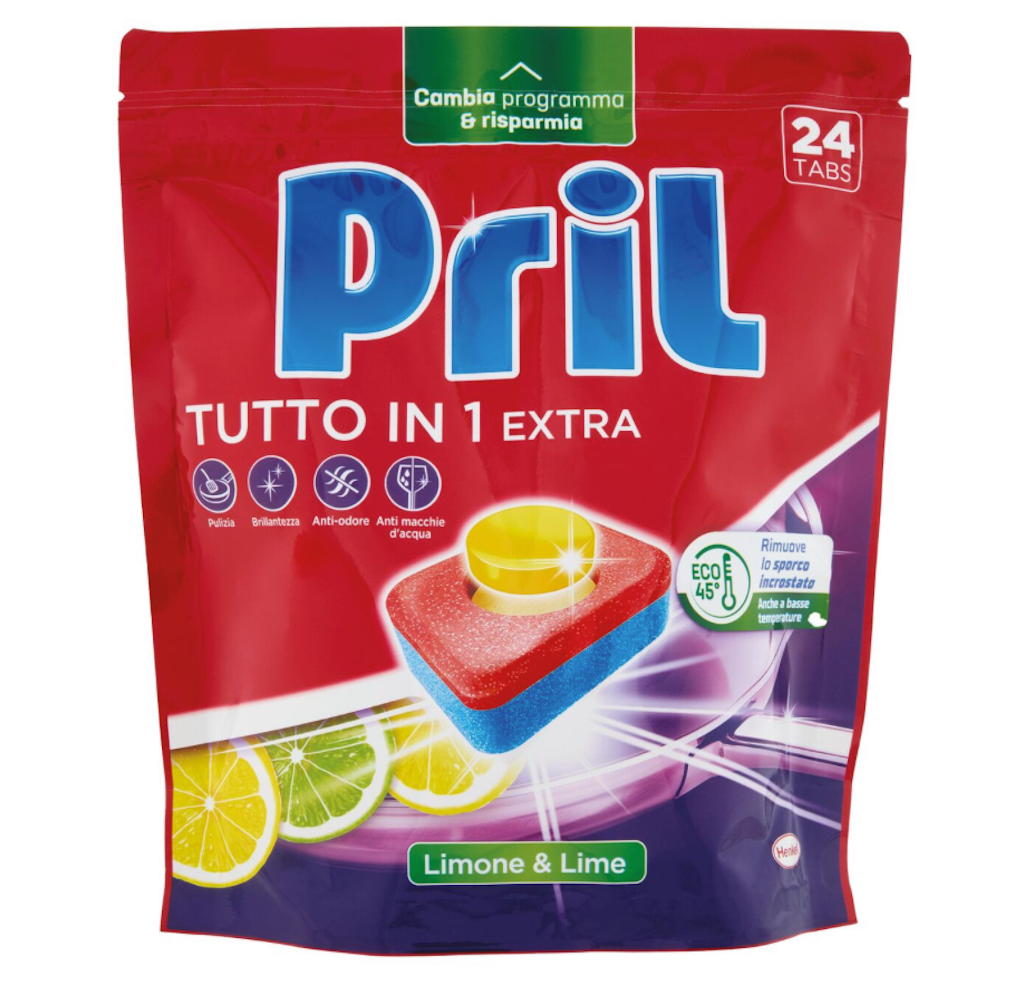 Pril, All-in 1 Extra, Geschirrspülertabs, Zitrone und Lime, 24 Stk.