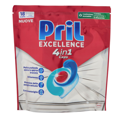 Pril, Excellence 4in1, Geschirrspülertabs, 18Stk.