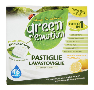 Green Emotion, Geschirrspültabs, Zitrone, 16 Tabs