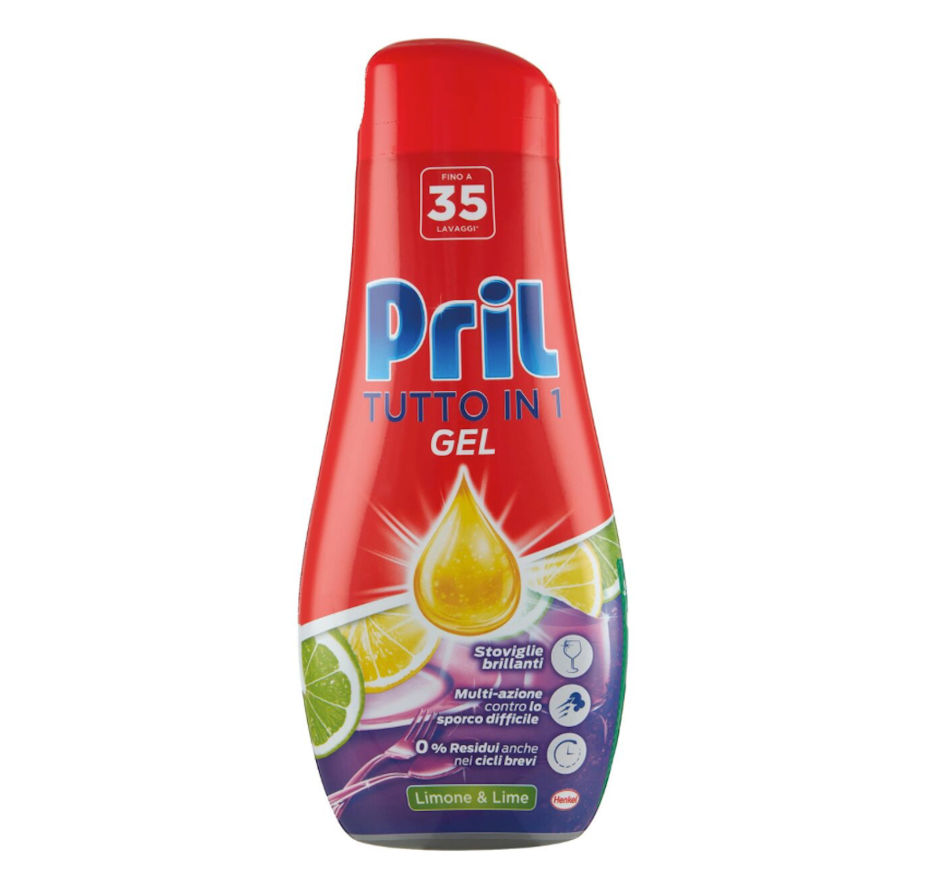 Pril Tutto in 1 Power Gel, Geschirrspülgel, Klassisch/Zitrone & Lime, 35 Wäschen