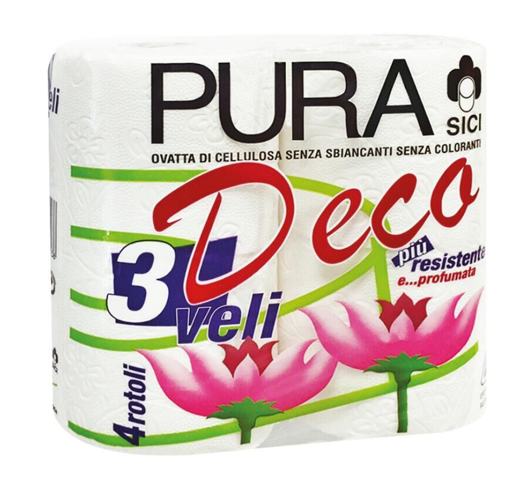 Pura, Deco, Wc Papier, 3 Lagig, 4 Rollen