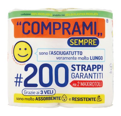 Perla, Comprami, Haushaltspapier, 3 Lagig, 2 Rollen