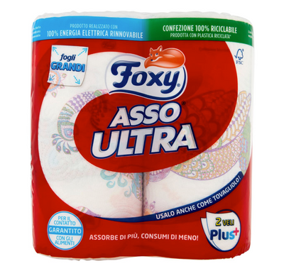 Foxy, Asso Ultra, Haushaltspapier, 3 Lagig, 2 Rollen