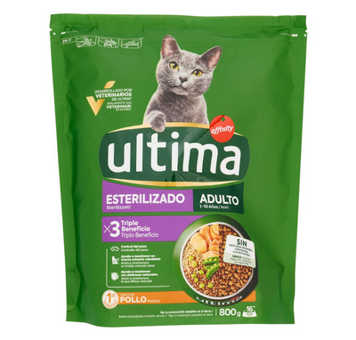 Ultima, Trockenfutter für sterilisierte Katzen mit Huhn, 800 gr.