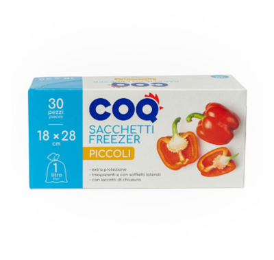 Coq, kleine Gefrierbeutel, 18 x 28 cm mit Verschlussbändern, 30 Stück
