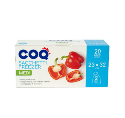 Coq, Gefrierbeutel mittelgross, 23 x 32 cm mit Verschlussbändern, 20 Stück