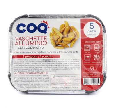 Coq, Aluminiumschalen mit Deckel für 2 Portionen, 5 Stück