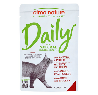 Almo Nature, Daily, Katzenhäppchen mit Ente und Huhn, 70gr.