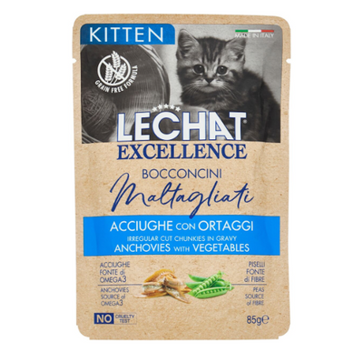 Monge, LeChat Excellence, Maltagliati-Häppchen mit Sardellen und Gemüse, 85gr.