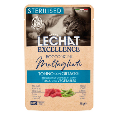 Monge, LeChat Excellence, Maltagliati-Häppchen mit Thunfisch und Gemüse, 85gr.