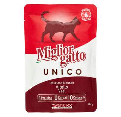 Miglior Gatto Unico, Nassfutter als Mousse, mit Kalbfleisch, 85gr.