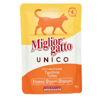Miglior Gatto Unico, Nassfutter als Mousse, mit Truthahn, 85gr.
