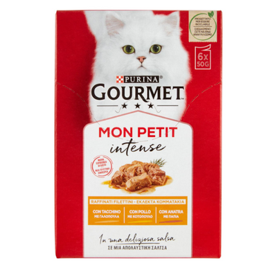 Purina, Gourmet Mon Petit Intense, mit Truthahn, Huhn und Ente, 6x50gr.