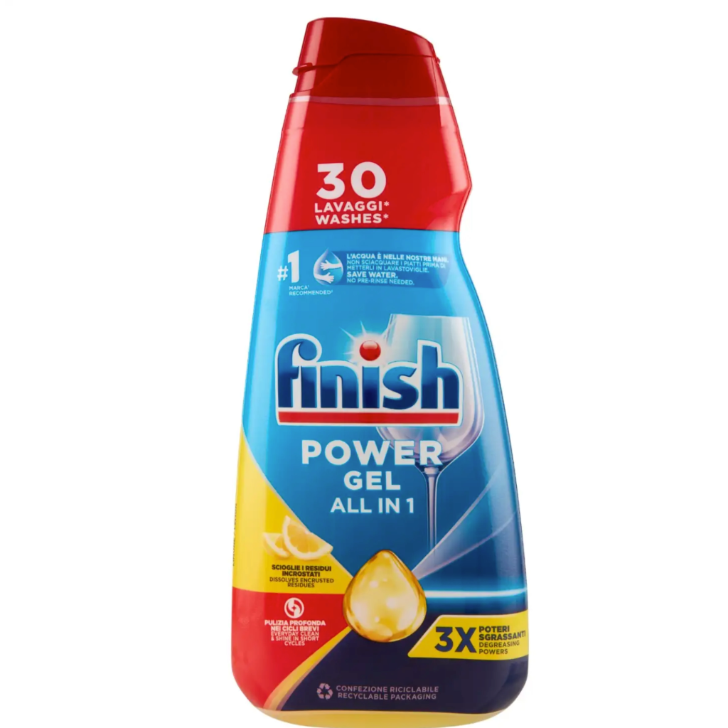 Finish Power All in 1 Max, Geschirrspülgel, Zitrone, 600 ml, 30 Wäschen