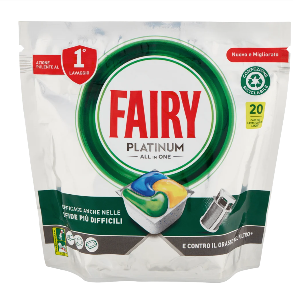 Fairy Platinum All in One, Geschirrspültabs, Zitrone, 20 Tabs