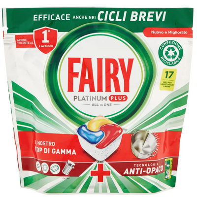 Fairy Platinum Plus All in One Anti-Matt, Geschirrspültabs, Zitrone, 12/17/28 Tabs