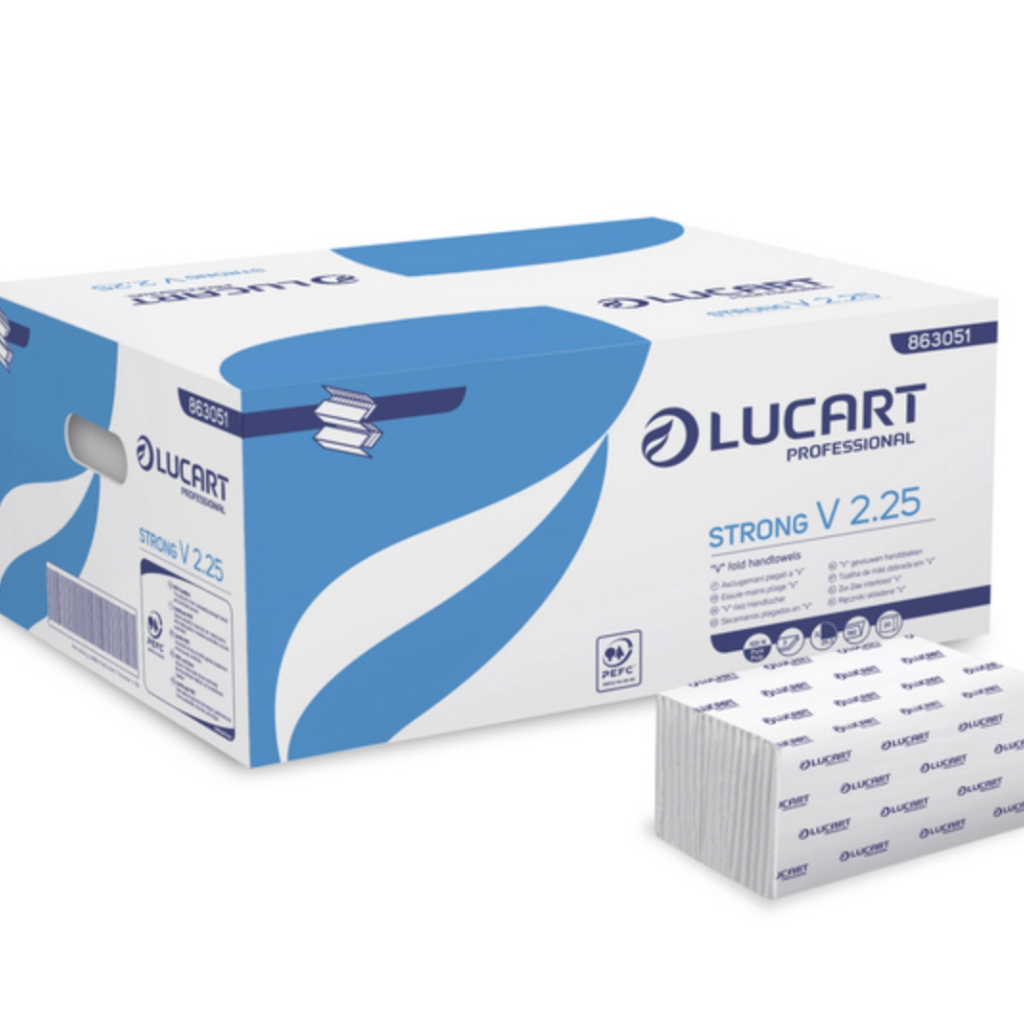 Lucart, Starke Papierhandtücher, Zellstoff, 2-lagig, weiss, 3800 pro Packet