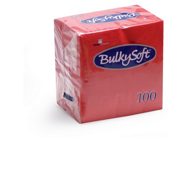 Bulky Soft Servietten 40x40 cm, 3-lagig, 1/4-Falzung, rot, 1000 Servietten (10x100Stk.)