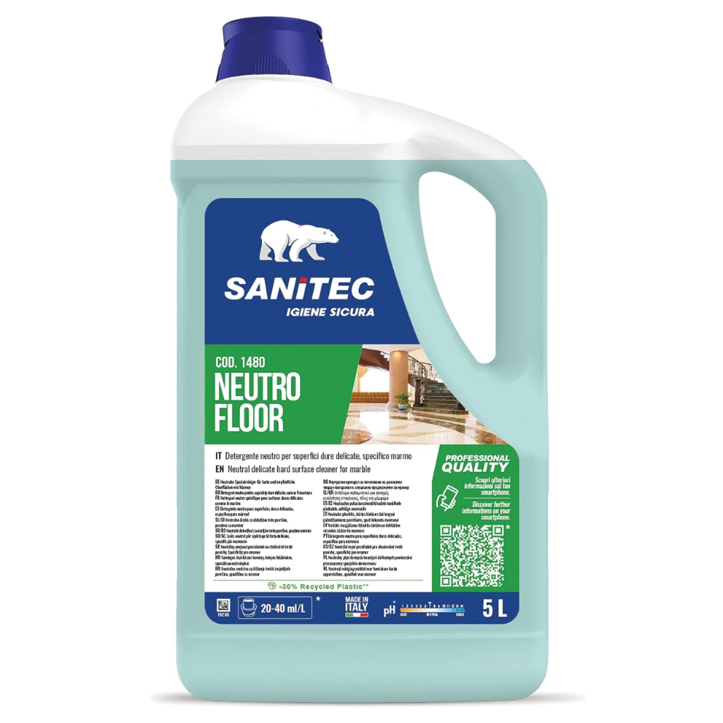 Sanitec NEUTRO FLOOR, Neutrales Reinigungsmittel für Böden und empfindliche harte Oberflächen,speziell für Marmor, 5 L