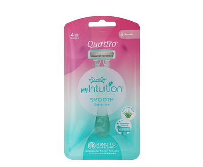 Wilkinson Sword, Quattro My Intuition, Smooth Sensitive, 3+1 Stk.