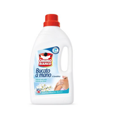 Omino Bianco Waschmittel, Hand- und Waschmaschinenwäsche, weiße Moschusessenz, 1000 ml