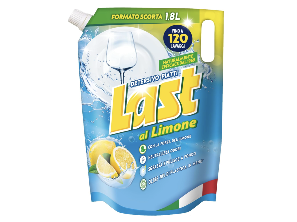 Last, Detersivo per Piatti a Mano al Limone, Azione Sgrassante 1,8L