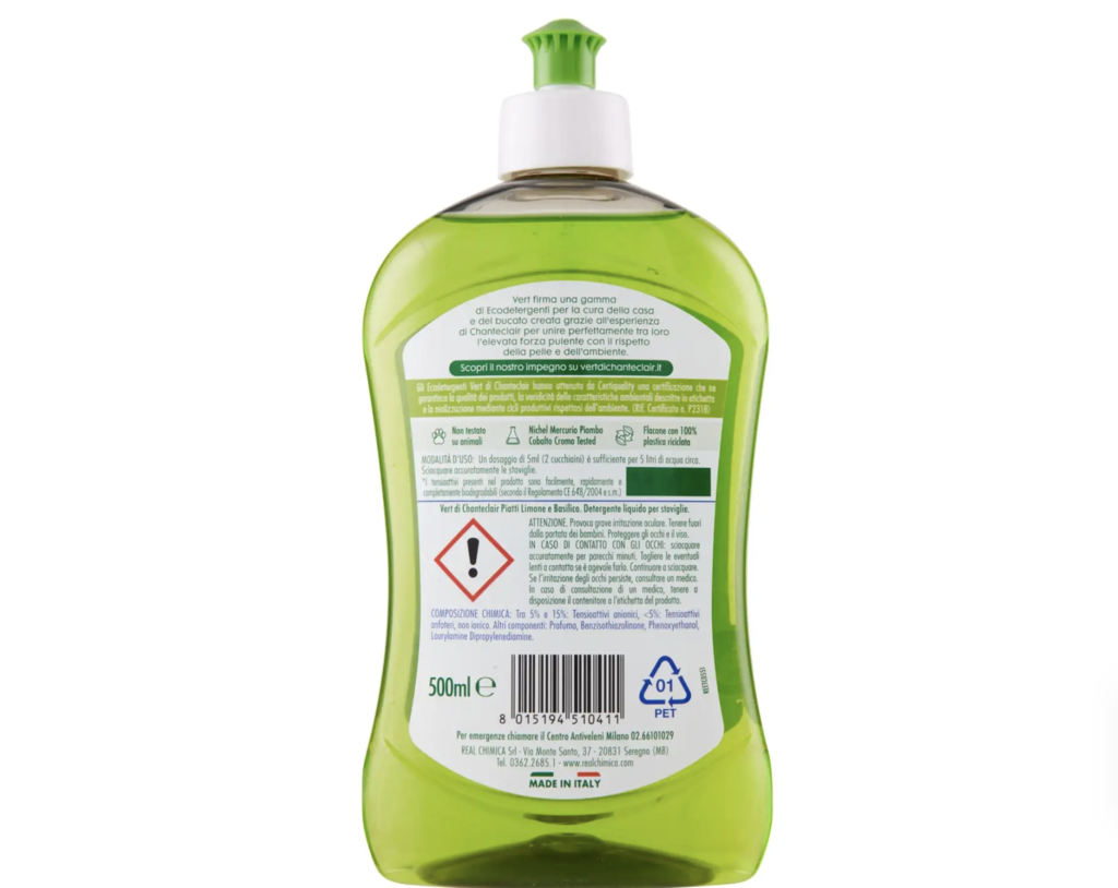 CHANTECLAIR Vert Eco-Geschirrwaschmittel  Zitrone und Basilikum, 500ml