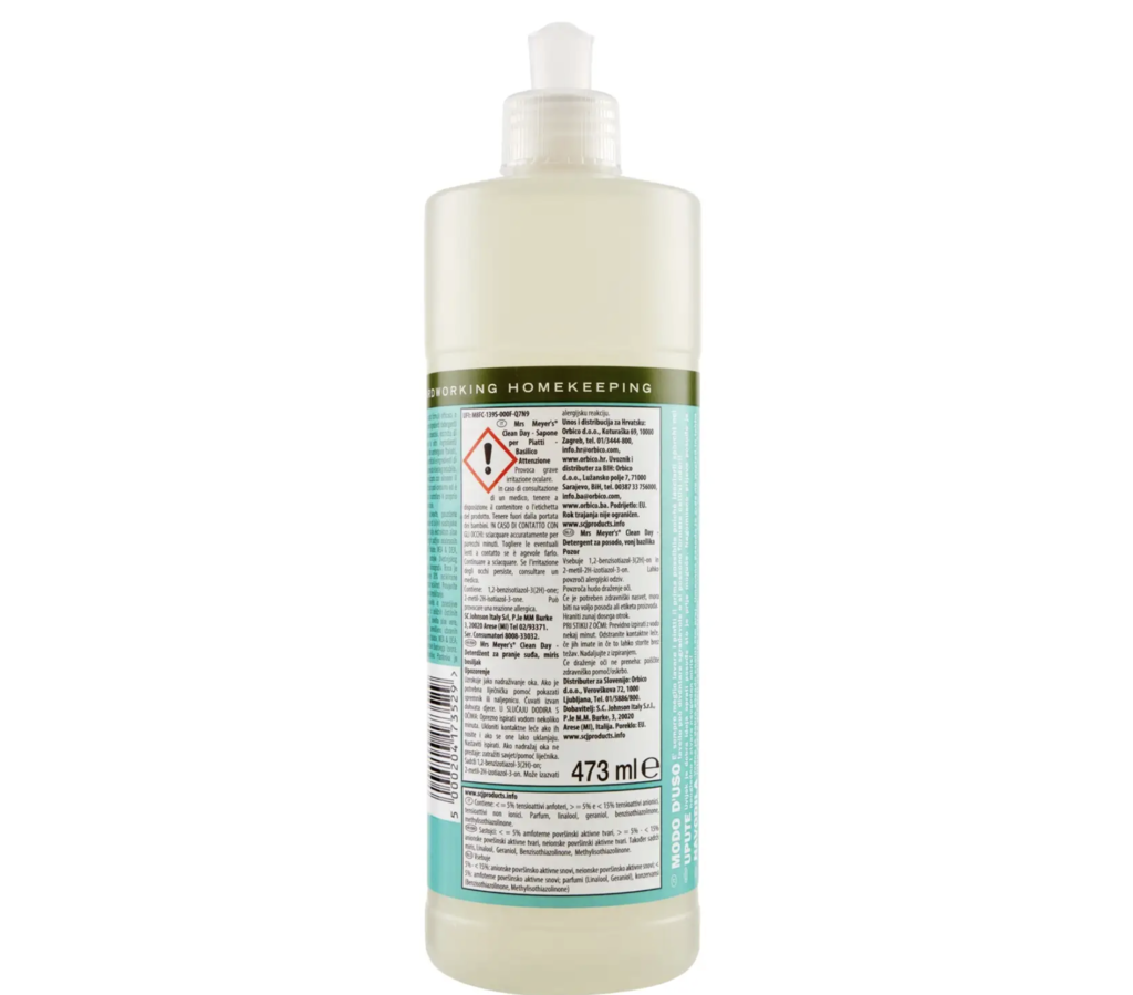 Mrs. Meyer's Clean Day Sapone per Piatti, Basilico 473 ml