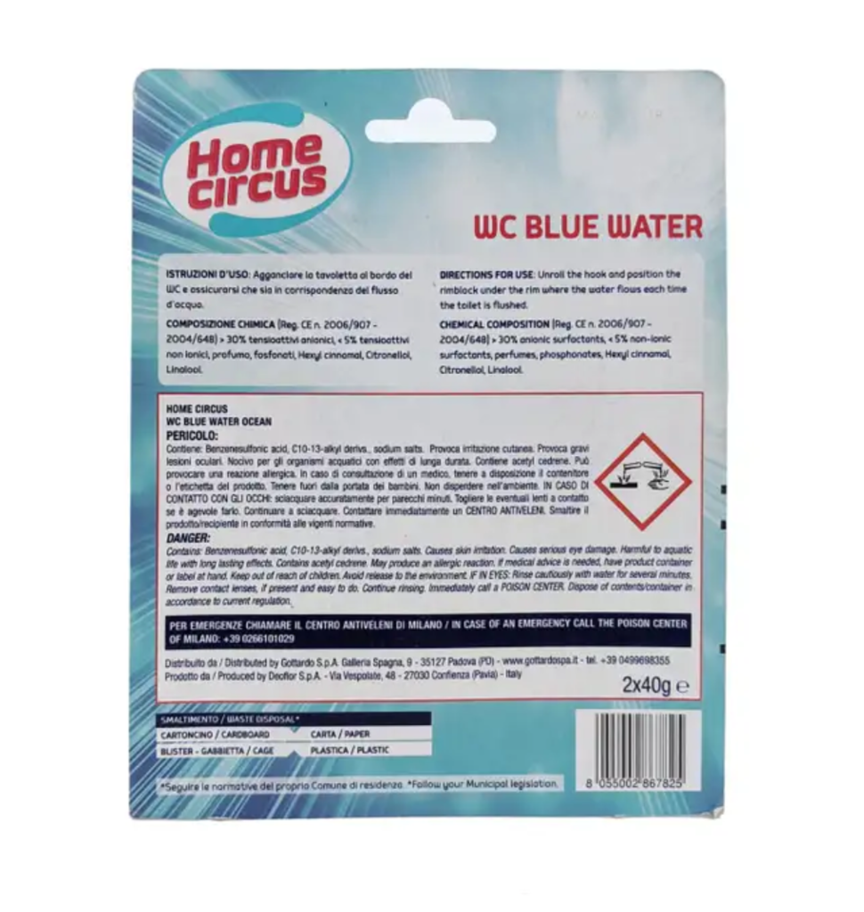 Home Circus,  WC-Einhänger,  4 in 1 Blaues Wasser, 2 Stück